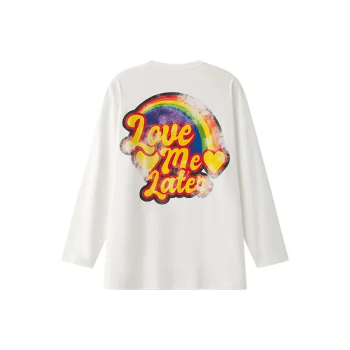 LOVE ME LATER Логотип Длинный рукав Т-рубашка Универсальный Свободный крой Топ Унисекс