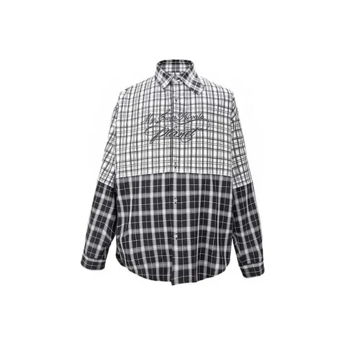 C2H4 Черно-белая клетка Унисекс Рубашки