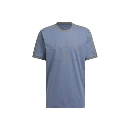 Adidas T-Shirt Мужской Серый Синий Белый