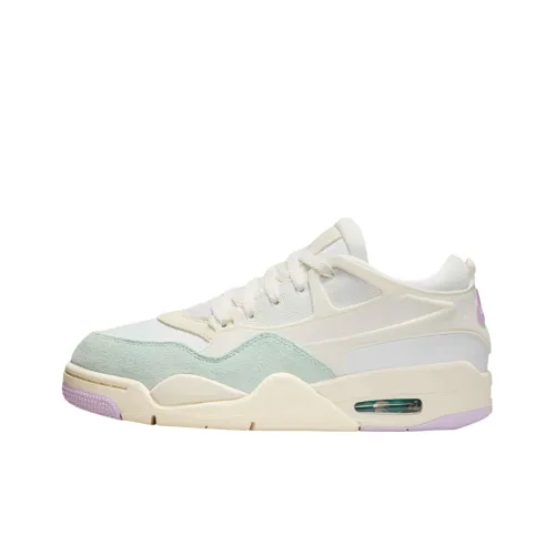 Jordan Air Джордан 4 Нижняя юбка Устойчивая к истиранию Низкий топ Винтажные баскетбольные кроссовки Женские Белый Зеленый