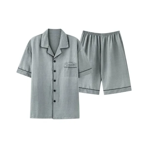 XIAFENYAN Пижамный комплект мужской серый зеленый