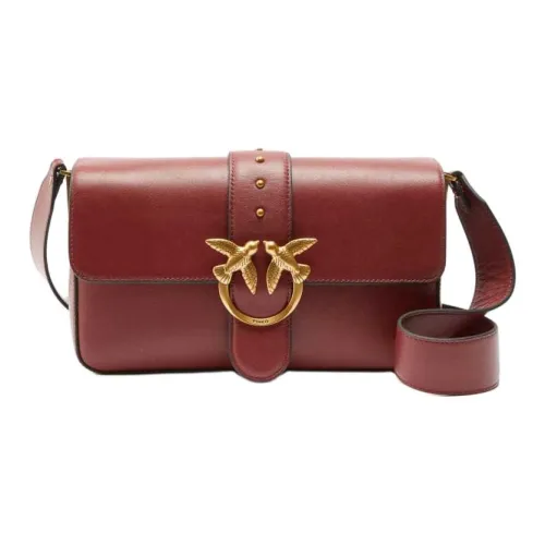 PINKO Love Bag Сумка из коровьей кожи большая женская бордового цвета