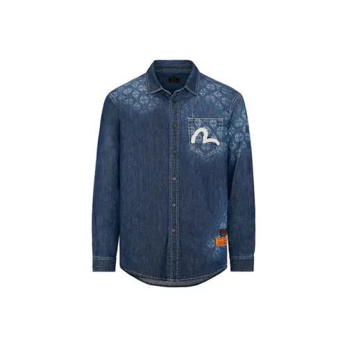 EVISU Джинсовый Синий Мужские Рубашки