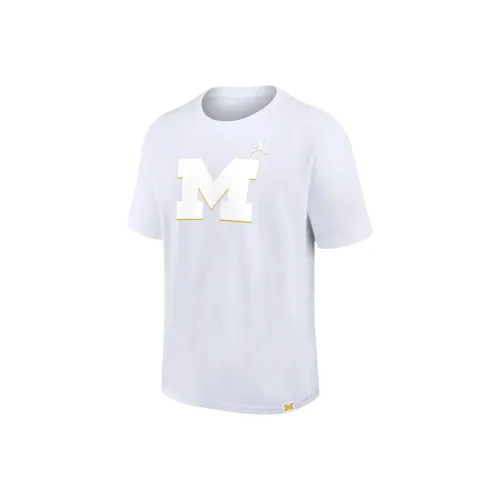 Jordan Michigan Wolverines Мужская Колледж Т-Рубашка Белая