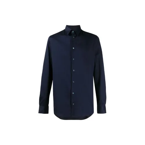 GIORGIO ARMANI Blue Men's Shirts GIORGIO ARMANI Синие Мужские Рубашки