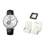 Черная кожа с белым циферблатом [Роскошная коробка включена].