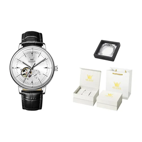 OLEVS Minimalist Series Автоматический Механический Механизм Часы Мужские Белый Циферблат