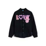 Чёрный, фиолетовый, с принтом.