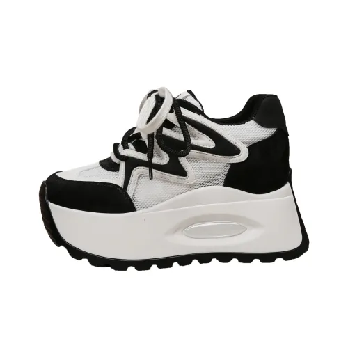 Forest Princess визуально увеличивает рост Низкий топ Толстая подошва Кроссовки Женские Черные