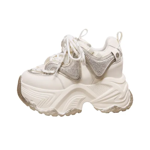 Forest Princess визуально увеличивает рост Низкий топ Толстая подошва Кроссовки Женские Экрю