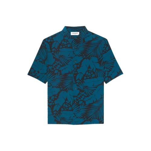 SAINT LAURENT FW21 Рубашка Мужская Синяя