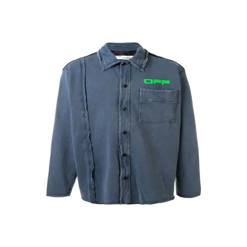 Off Белый SS20 Рубашка Мужская Джинсовый Синий