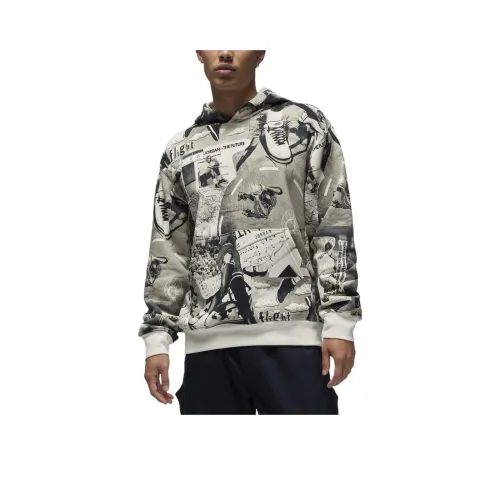 Jordan Brooklyn Fleece Printed Пуловер Толстовка Hoodie Мужской Серый
