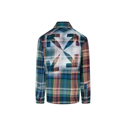 Off Белый FW20 Зеленый Мужские Рубашки