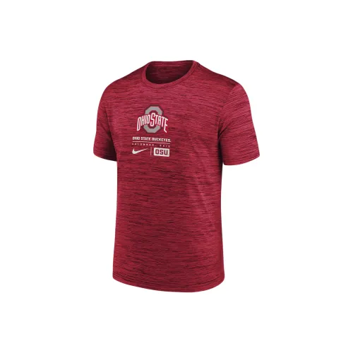 nike Dri Fit COLLEGE Ohio State Buckeyes Campus CENTER Block Velocity T Shirt Men's Red