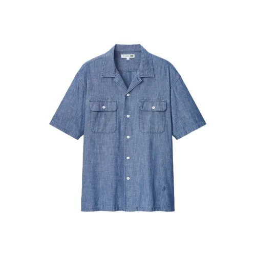 UNIQLO Мужская рубашка королевского синего цвета