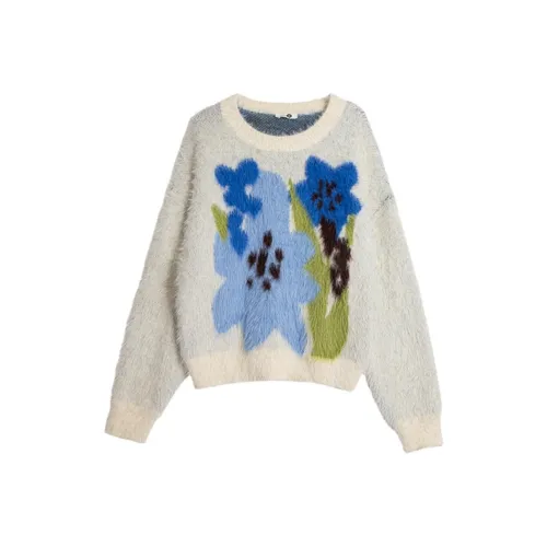 UARE Свитер Женский Белый с Голубым Цветком