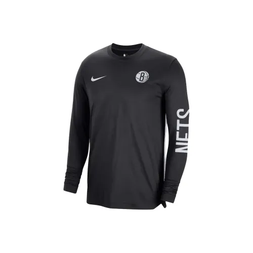 Nike x NBA Brooklyn Nets 2023 24 Аутентичная Pregame Long Sleeve SHOOTING Рубашка T Рубашка Мужская Черная