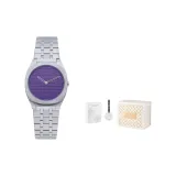 Фиолетовый циферблат, серебряный ремешок