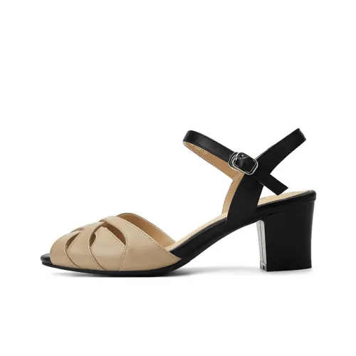 XICUNMINGWU Грубый каблук Высокие каблуки Женские Абрикос Черный