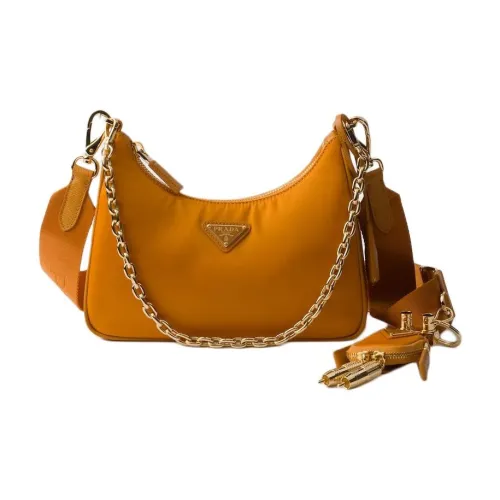 PRADA RE EditionSaffiano Переработанный нейлон Сумка на плечо Женская Янтарь