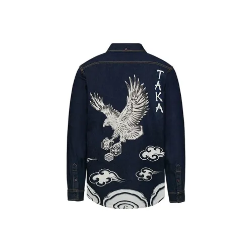 EVISU Джинсовый Синий Мужские Рубашки