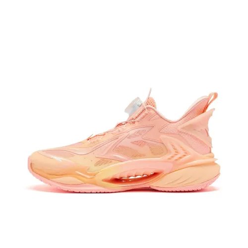 QIAODAN Slip-resistant Shock Absorbers с устойчивостью к истиранию Низкие детские баскетбольные кроссовки розового цвета