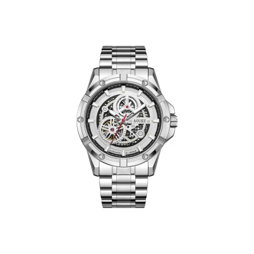 AOUKE Speed Avant Garde Коллекция Механический механизм Нержавеющая сталь Ремешок Часы Мужские Серебристый циферблат