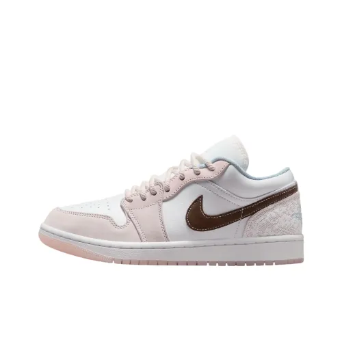 Jordan Air Jordan 1 Винтажные баскетбольные кроссовки Low Топ Белый Розовый Женские