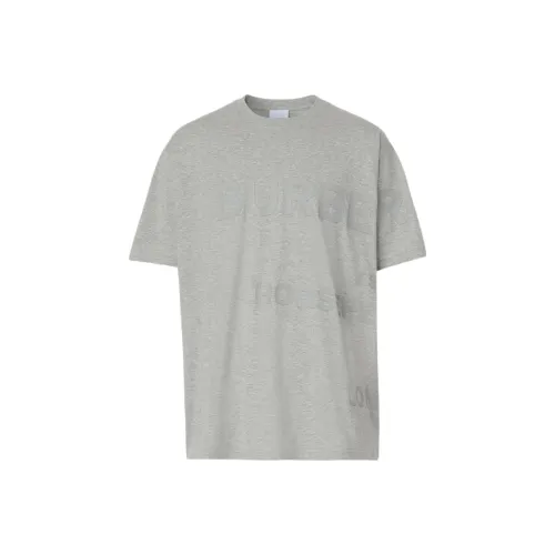 Burberry Однотонный с логотипом свободный крой круглый вырез короткая рукав рубашка T мужская серый