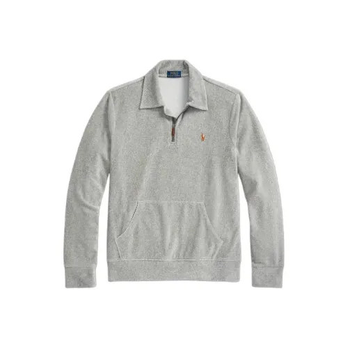 Polo Ralph Lauren SS24 KNIT Вельвет Quarter Zip Пуловер Толстовка Мужской Серый