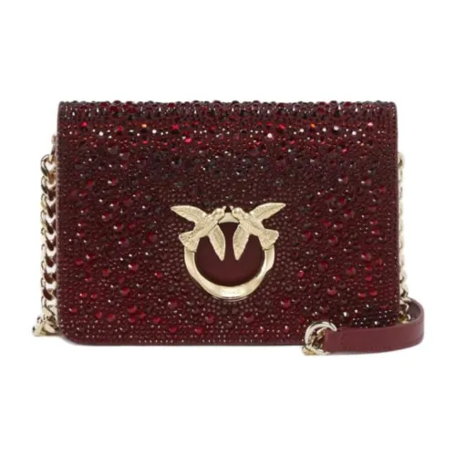 PINKO Love Bag Сумка из коровьей кожи Мини Женская Темно-красная