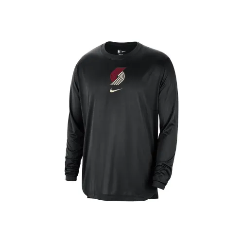 Nike x NBA Portland Trail Blazers Edition Аутентичная рубашка для выступления до игры Мужская Черная