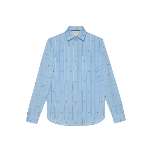 GUCCI Blue Men's Shirts GUCCI Синие Мужские Рубашки