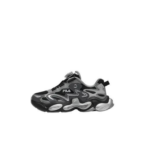 FILA KIDS BOA Slip-resistant Амортизация Устойчивость к истиранию Отскок Низкий Топ Беговые кроссовки Черный Серый Замковая Детский