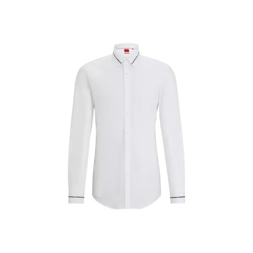 Hugo Boss SS24 Рубашка Slim Fit с оборками на воротнике и манжетах мужская белая