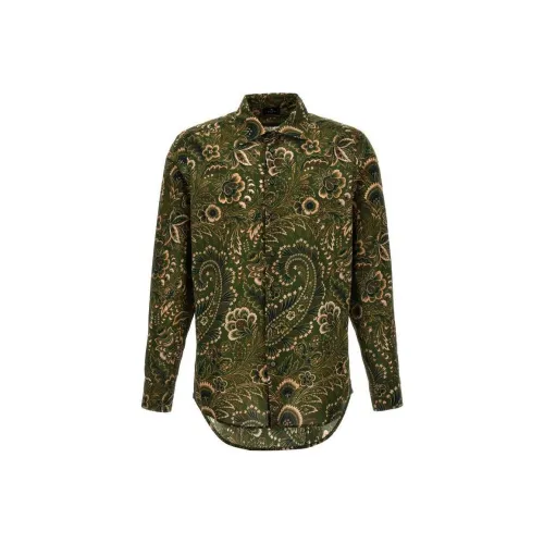 ETRO Зеленые Мужские Рубашки