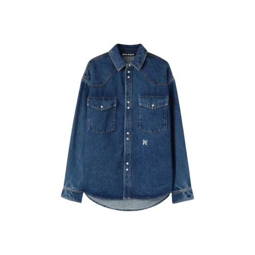 PALM ANGELS Рубашка Мужская Светло-Синяя