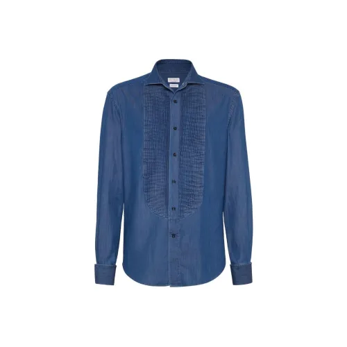BRUNELLO CUCINELLI SS24 Рубашка Мужская Индиго