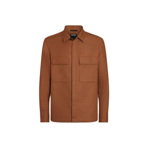 Ermenegildo Zegna Темный Лист Цвет Мужские Рубашки