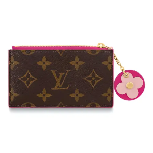 LOUIS VUITTON Мягкий держатель для карт из крупнозернистой коровьей кожи женский коричневый розовый многоцветный