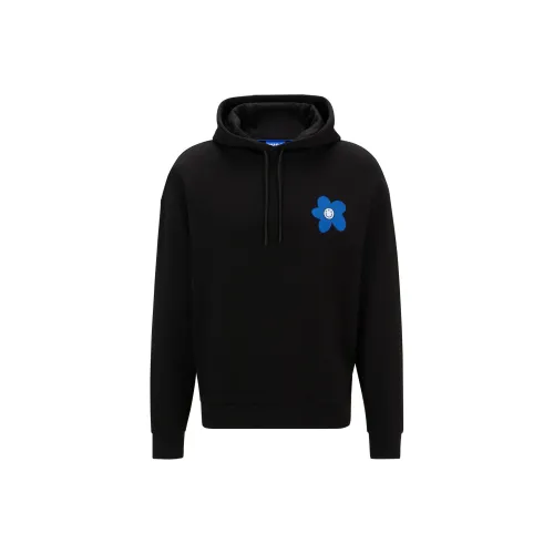 HUGO BOSS Cotton Terry Регулярный крой Толстовка с цветочным дизайном Artwork Толстовка Мужская Черная