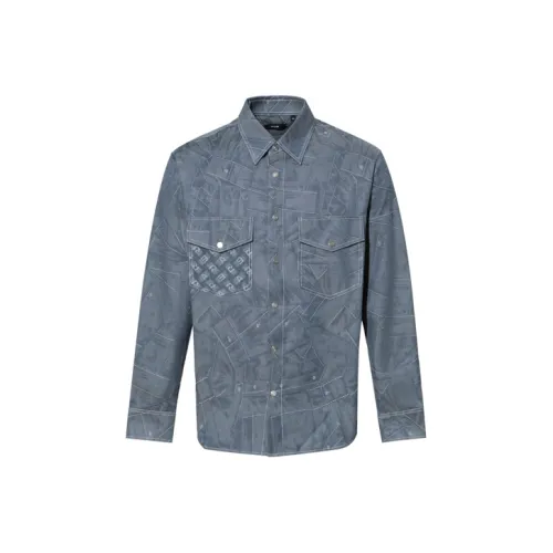 RARE Длинный рукав рубашка мужская синяя