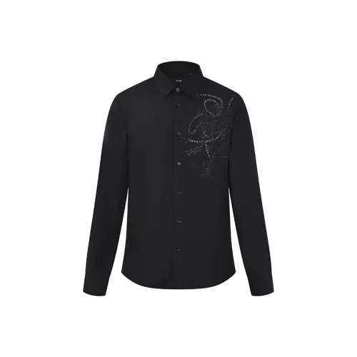 RARE Длинный рукав рубашка мужская черная