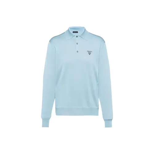 PRADA SS22 Поло Мужское Небесно-Синий
