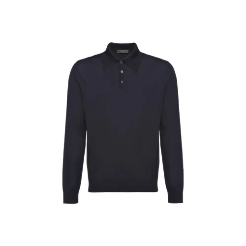 PRADA Мужская поло морского синего цвета