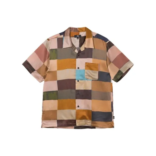 Stussy Разрисованный Check Шелк Рубашка Мужская Многоцветная