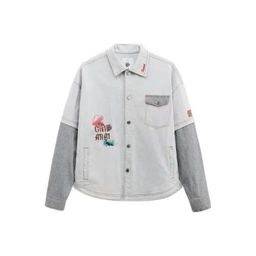 ONIARAI Джинсовый серый Мужские рубашки