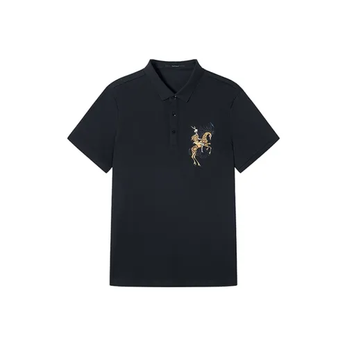 DAVID NAMAN Dark Blue Men's Polo