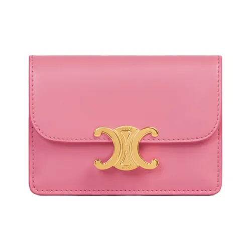 CELINE Triumphal Arch Коровья кожа Монетница держатель для карт Женский Розовый